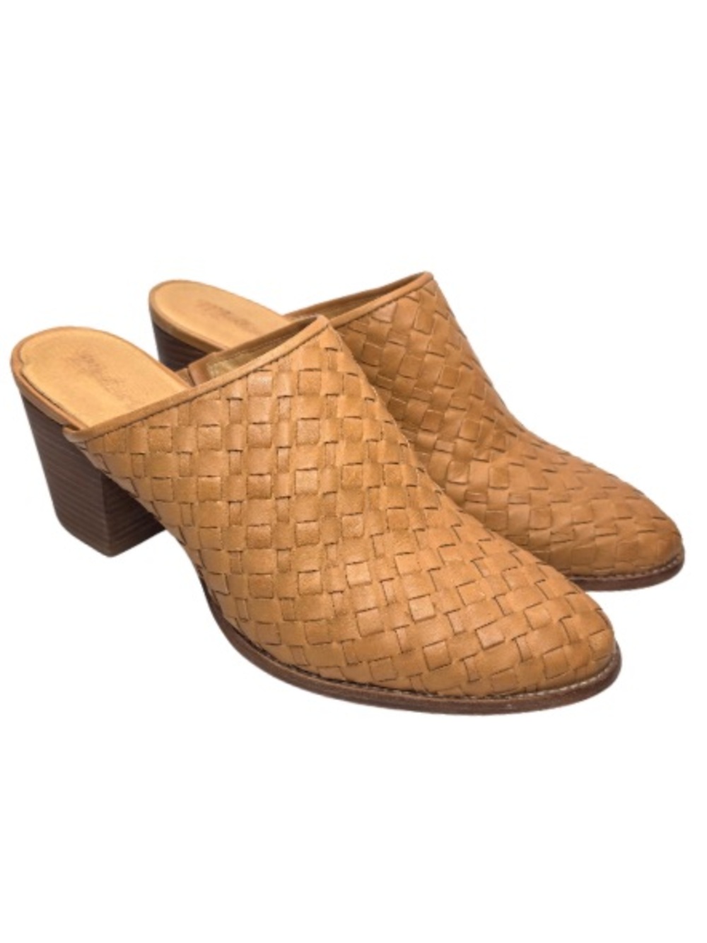 Madewell Woven Tan Leather Mule Heels | 10